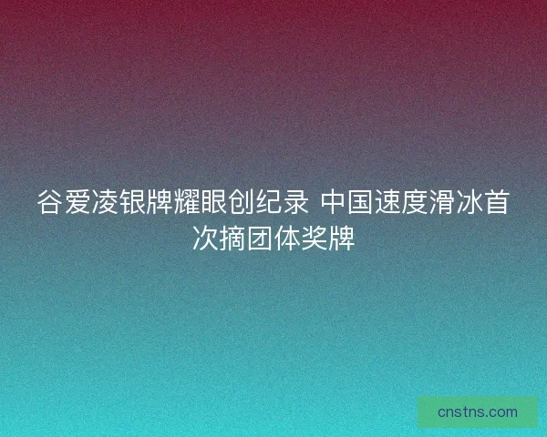 谷爱凌银牌耀眼创纪录 中国速度滑冰首次摘团体奖牌