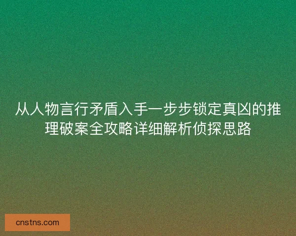 从人物言行矛盾入手一步步锁定真凶的推理破案全攻略详细解析侦探思路