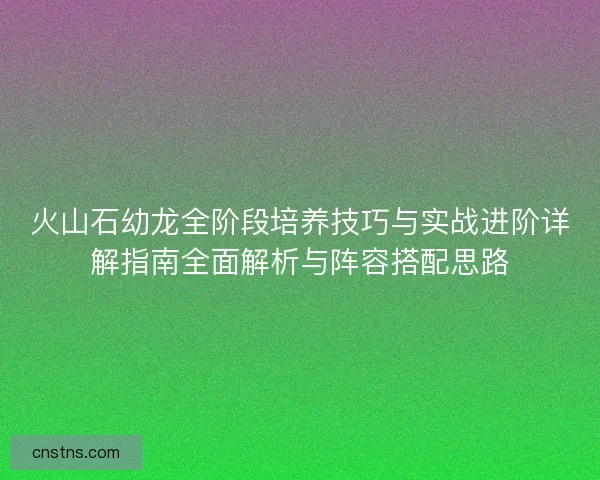 火山石幼龙全阶段培养技巧与实战进阶详解指南全面解析与阵容搭配思路